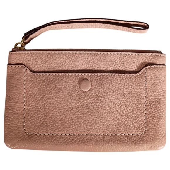 Marc Jacobs Clutch Womens Pink Empire City Leather Wristlet Solid Logo Wallet - Picture 1 of 8
